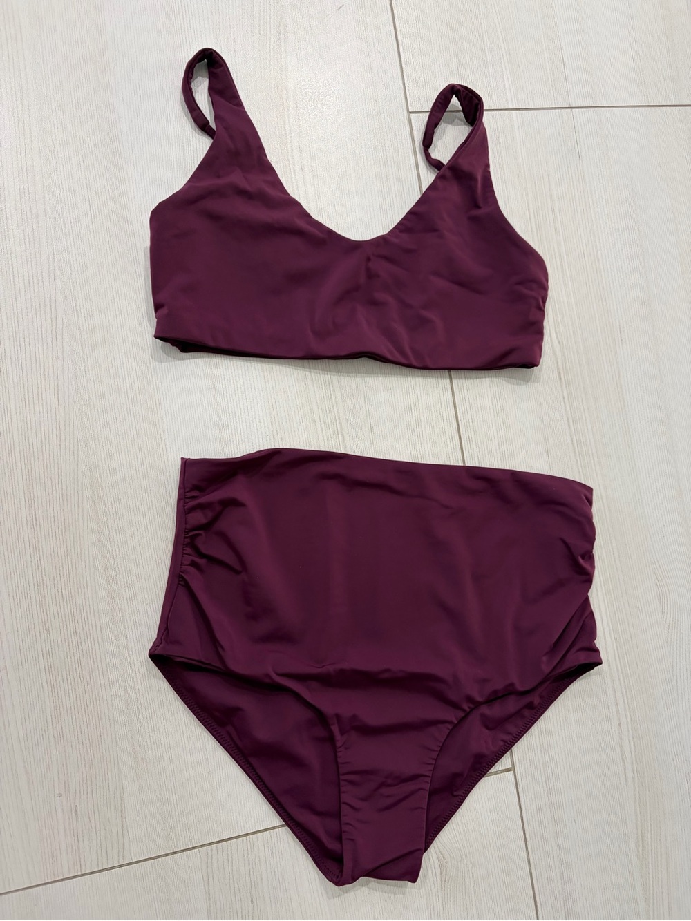 HATCH Maternity Deep Plum Scoop Two-Piece Bikini S
